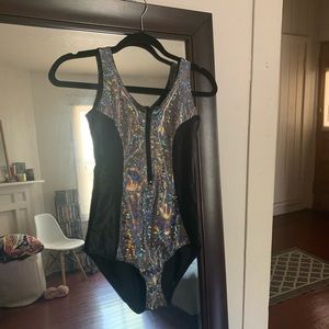 BlackMilk Clothing Holographic Zip Bodysuit